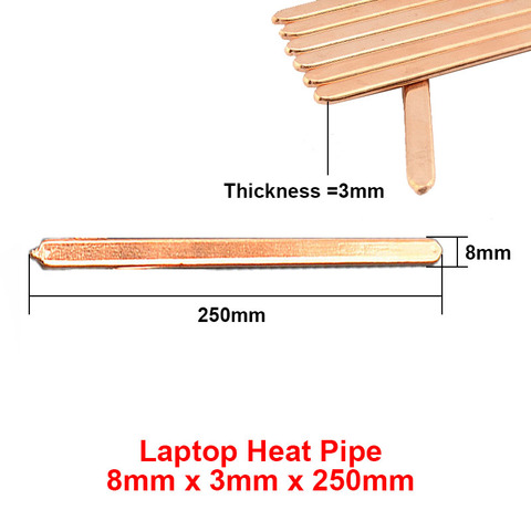 2pcs/lot 8x3x250mm Flat Copper Heat pipe Heat sink Radiator Cooling,Laptop CPU GPU Video Card  DIY Oblate Tube Heatpipe ► Photo 1/4