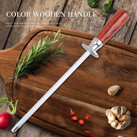 SML 12 inch professional chef knife sharpening rod with wooden handle high quality honing steel cooking tools for kitchen knives ► Photo 1/6