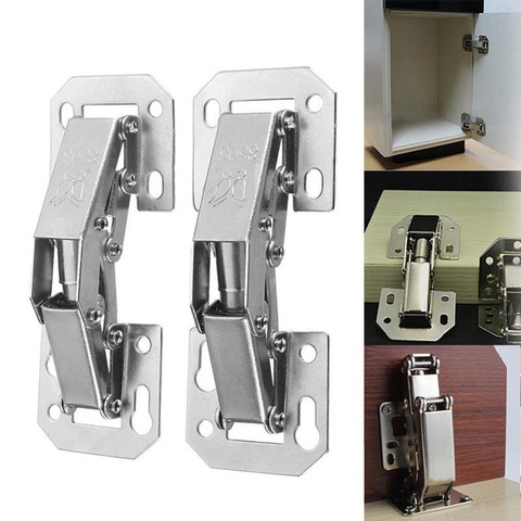 Practical 90 Degree Cabinet Hinges 3 Inch No-Drilling Hole Bridge Shaped Spring Hinge Cupboard Door Hardware With Screw#288741 ► Photo 1/6