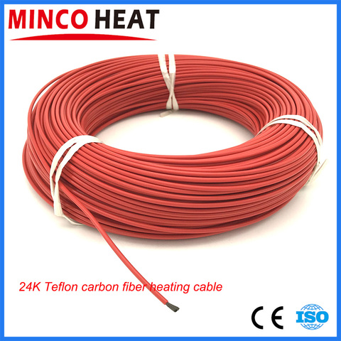 15m 24K Fluoropolymer Jacket Carbon Fiber Heating Cable Hotline Wire Floor Heating Wire 17 Ohm/m ► Photo 1/2
