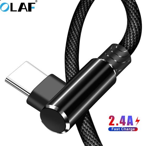 OLAF 2.4A USB Type C Cable 3M 2M 90 degree Fast Charging usb c Cable for Xiaomi mi9 Samsung s9 s8 oneplus 6 Type-c USB-C Devices ► Photo 1/6