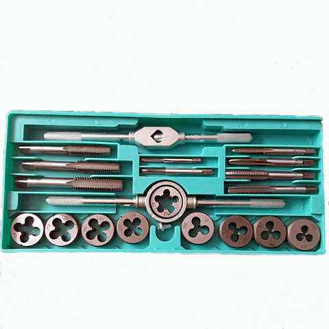 20pcs/set Alloy Steel Taps and Dies Set M3~M12 Screw Thread & Tap Wrench & Die Wrench  Manual Metric Tapping Tool Kit Set ► Photo 1/6
