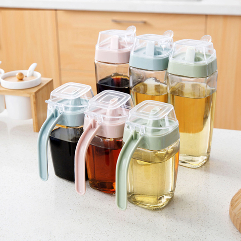 350/550ml Kitchen Transparent Glass Oil Storage Bottle With Handle Soy Sauce Vinegar Sealed Can Pot Leakproof Liquid Container ► Photo 1/6