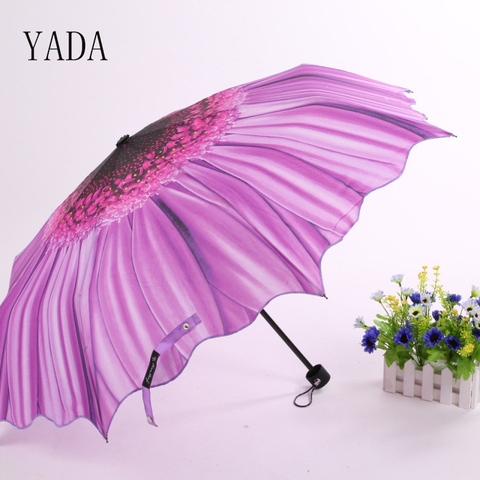 YADA Brand ins High Quality Yellow&Purple Sunflower Umbrella Rain Women Umbrella For Womens Windproof Folding Umbrellas YS011 ► Photo 1/6