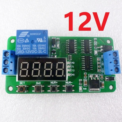 DC 12V DC Multifunction Self-lock Relay PLC Cycle Timer Module Delay Time Switch ► Photo 1/6