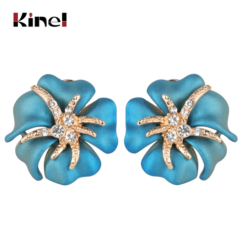 Kinel Hot 2022 Blue Enamel Rose Earring For Women Fashion Gold Crystal Earrings Engagement Vintage Jewelry ► Photo 1/6