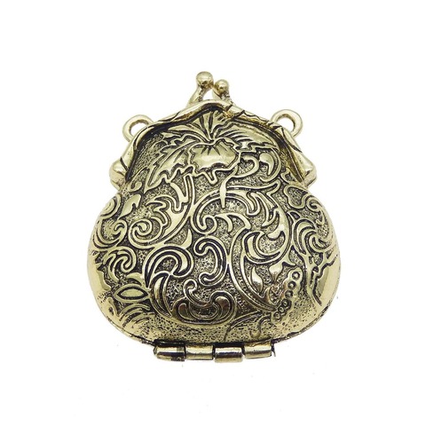 GraceAngie 2PCS Charms Antique Bronze Purse Shape Flower Pattern Locket Alloy Pendants Vintage Jewelry 54*45MM Open&Close Retro ► Photo 1/6