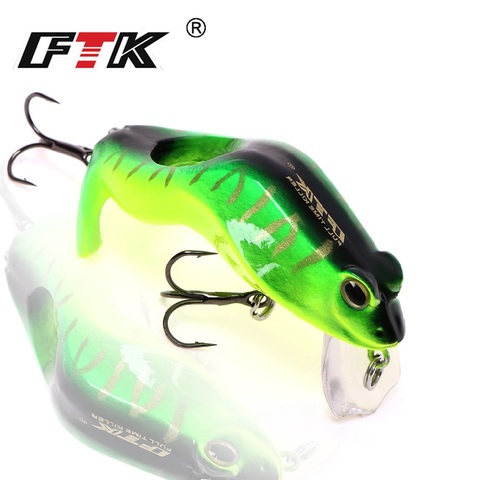 FTK 8g Topwater Jump Hard Frog Fishing Lure 6cm Artificial Wobblers Floating Frog Twitching Fishing Bait Bass Pike Treble Hook ► Photo 1/6