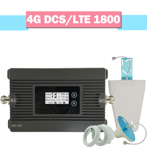 4G DCS LTE 1800 Mobile Phone Signal Repeater 80dB Power Gain Band 3 4G Cellular Signal Amplifier AGC LCD Display 4G Booster Set ► Photo 1/6