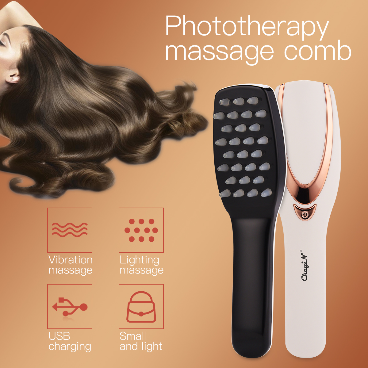 Phototherapy Head Massager Prevent Hair Loss Comb Electric Vibration Scalp Massager USB Hair Brush Promote Blood Circulation 31 ► Photo 1/6