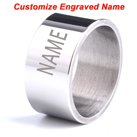 Custom Engraved Name rings for men laser letter rings Smooth surface 316L Stainless Steel women ring jewelry  wholesale lots ► Photo 1/4