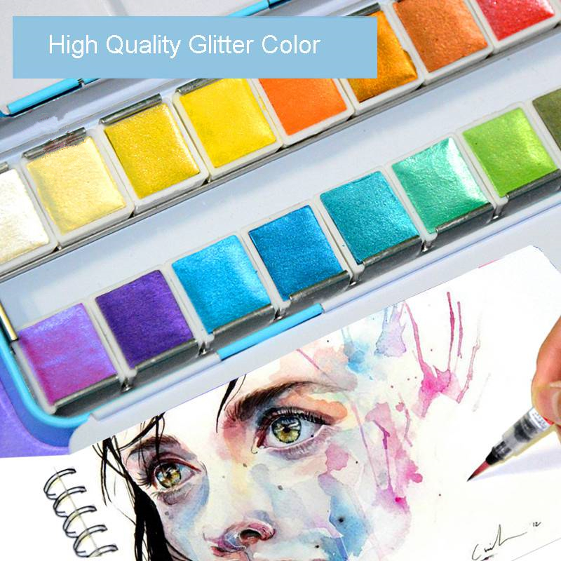 Paul Glitter Solid Watercolor Paint Artistic Water Color Paints For Metal Case With Palette Art Supplies - Price history & Review | AliExpress Seller - DINGYI Boutique Store |