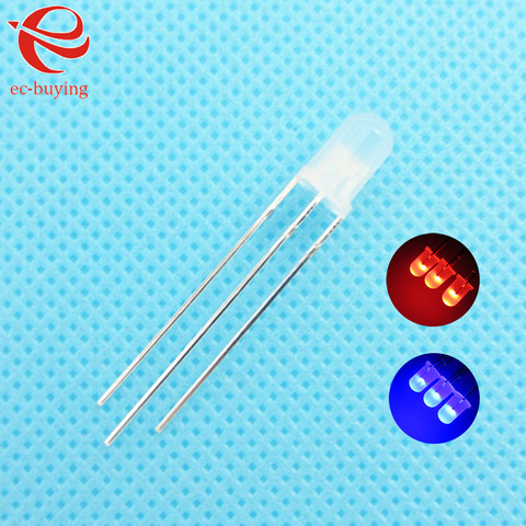 3mm LED Bi-Color Diffused Red Blue Common Cathode Round Light Emitting Diode Dual FoggyTwo Plug-in Practice DIY Kit  10pcs /lot ► Photo 1/5