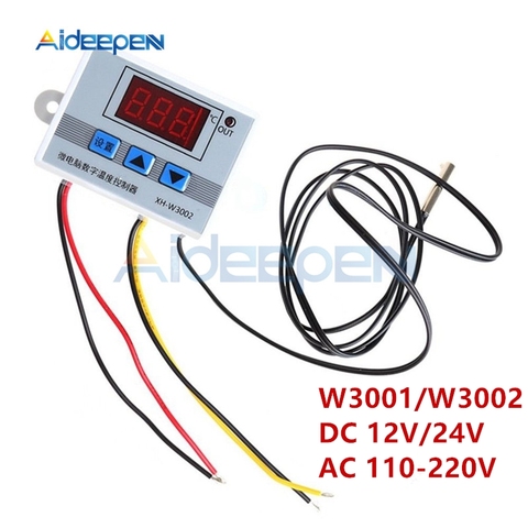DC 12V 24V 220V W3001 W3002 LED Digital Control Thermostat Temperature Microcomputer Switch Thermometer Thermoregulator Sensor ► Photo 1/6