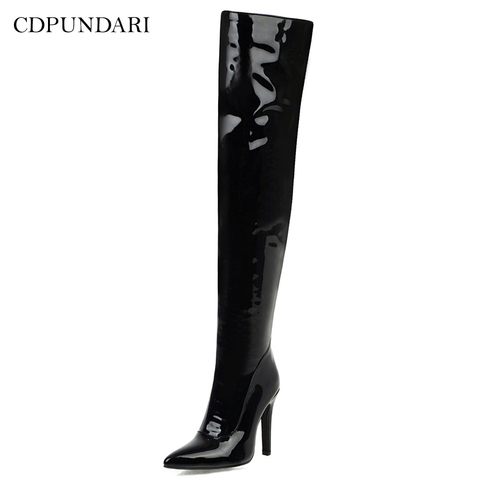 Sexy Super High Heels Over The Knee Boots Women Thigh High Boots Ladies Spring Autumn Long Boots Party Shoes Woman Black White ► Photo 1/6