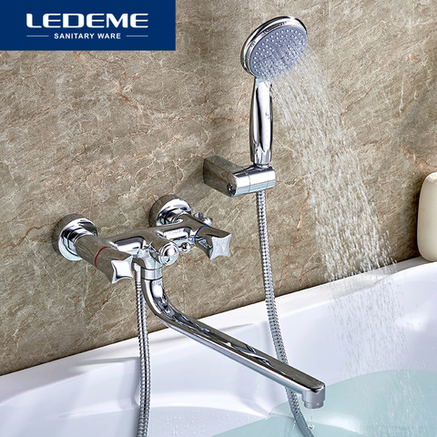 LEDEME Bathroom Bathtub Faucets New Bath Faucet Chrome Finish Mixer Tap Outlet Pipe Shower Wall Mounted Shower Faucet Set L2687 ► Photo 1/6