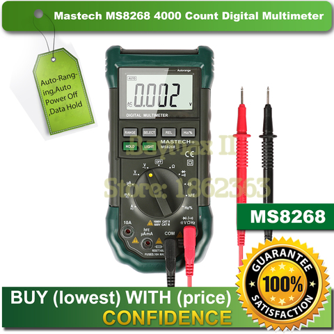 Mastech MS8268 Digital AC/DC Auto/Manual Range Digital Multimeter with hFE,Data Hold,Relative Measurement and Auto Power Off ► Photo 1/6