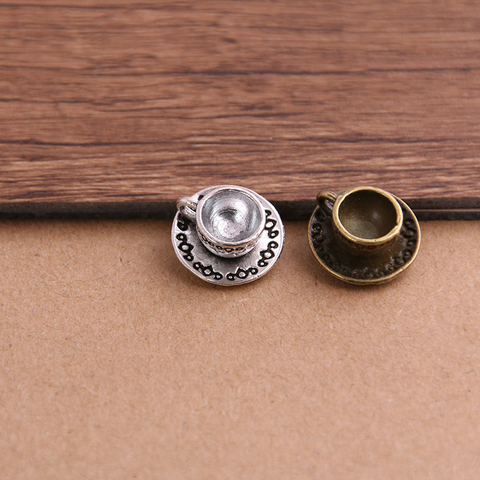  10PCS 14*14*8mm Tibetan Two Color 3D Coffee Cup Charms Pendants for Jewelry Making DIY Handmade Craft ► Photo 1/5