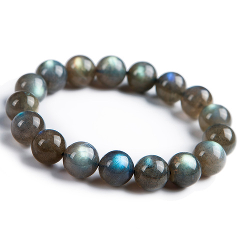 Newly Natural Blue Light Labradorite Crystal Round Beads Bracelet Women Men 12mm Healing Fashion Stone AAAAA ► Photo 1/6