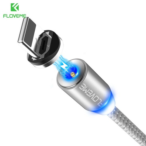 FLOVEME Magnetic Cable Micro USB Type-C Lighting For iPhone X Samsung S9 S8 Charging Nylon Braided Magnet Charger Cabos Cable C  ► Photo 1/1