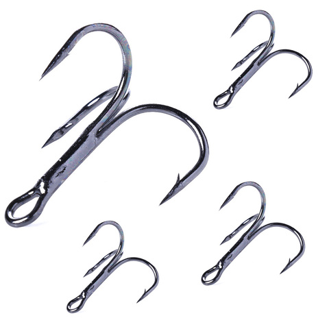 Hengjia 20pcs Black/Red Fishing Hook High Carbon Steel Treble Overturned Hooks Fishing Tackle Round Bend Treble For Bass ► Photo 1/1