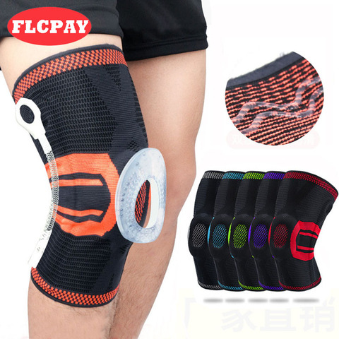 Knee Protector Elastic Knee Sleeve Support Sports Patella Brace Silicone Spring