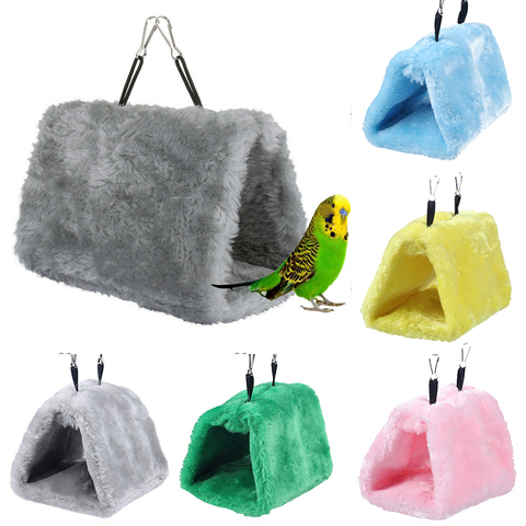 Fashion Solid Pet Bird Parrot Plush Parakeet Budgie Warm Triangle Hammock Cage Hut Tent Bed Hanging Cave ► Photo 1/6