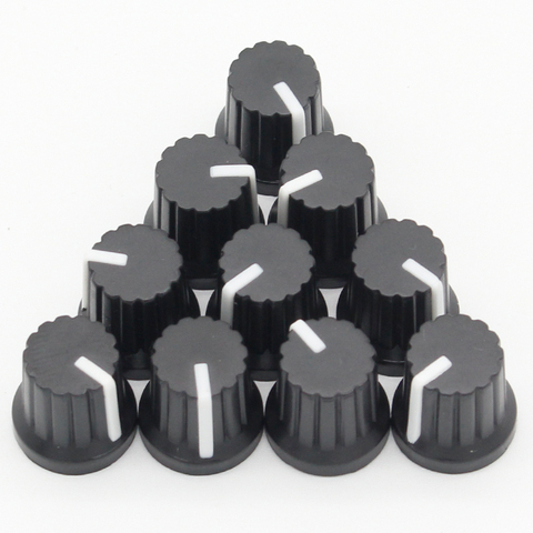 Newest !! Hot Sale 10 Pcs 6mm Shaft Hole Dia Plastic Threaded Knurled Potentiometer Knobs Caps ► Photo 1/3