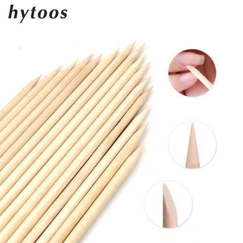 HYTOOS 100Pcs Nail Art Design Orange Wood Sticks Double-end Cuticle Pusher Remover Pedicure Manicure Care Cleaner ► Photo 1/5