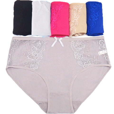 Women Lace Edge Cotton Plus Size Big Ladie Panties Briefs for Women,6PCS Pack Underwear  2XL 3XL 4XL ► Photo 1/6