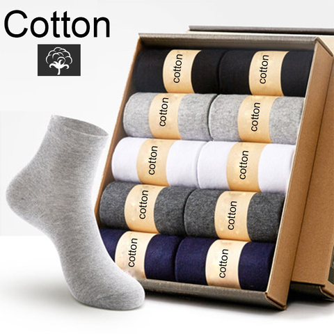 10 Pairs/Lot High Quality Men's Cotton Socks Black Business Men Socks Breathable Autumn Winter For Male Solid Color 2022 New Hot ► Photo 1/6