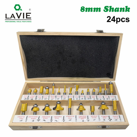 24PCS 8mm Shank DIY Woodworking Router Bits Set Milling Cutter for Wood Flush Straight Chamfer Trimming Engraving Tool MC02012 ► Photo 1/6