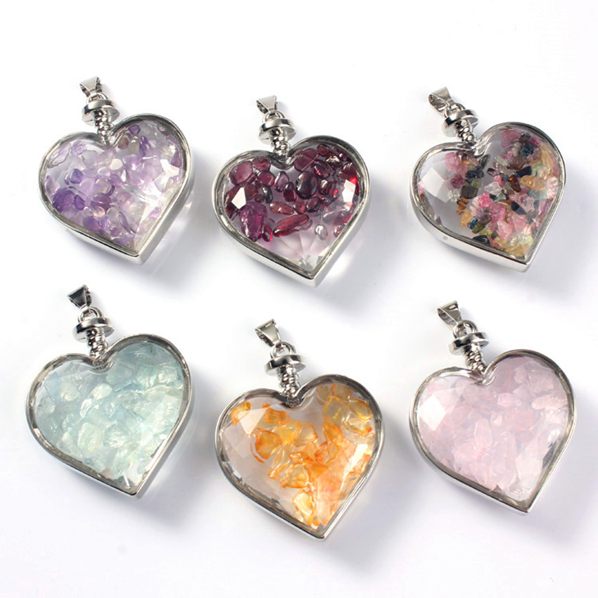 Love Silver Plated Crystal Heart Necklaces Wish Bottle Necklaces Bottle Pendant 