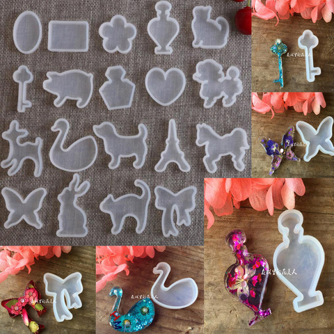 3pcs Silicone Mold for jewelry  pendant cute animals cat rabbit deer horse Resin Silicone Mould craft jewelry pendant  DIY ► Photo 1/6