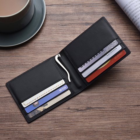 Luxury RFID Genuine Leather Men Wallet Male Purse For Money Clamp Clip Bag Business Card Holder Short Portomonee Walet Vallet ► Photo 1/6