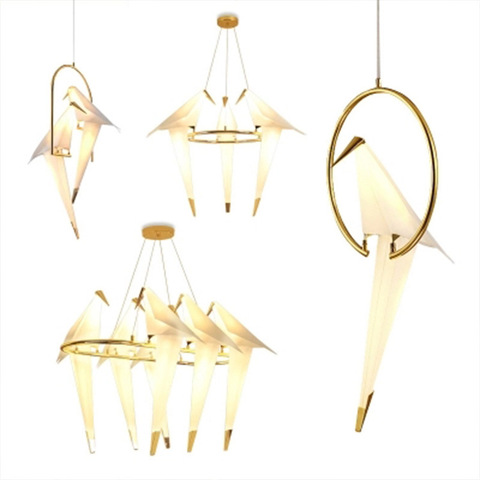 Nordic Modern Paper Crane Metal Chandelier For Restaurant Living Room Dining Room Children's Room  LED Bird Design Pendant Lamp ► Photo 1/6