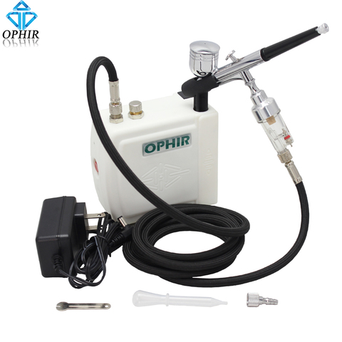 OPHIR Airbrush Kit with Air Compressor Dual Action Airbrush Set for Body Paint Cake Decorating Nail Art Air Brush_AC003H+004+011 ► Photo 1/5