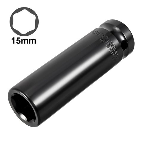 UXCELL Hot Sale 1/2-inch Drive 15mm 17mm 18mm 19mm 21mm 24mm 27mm 6-Point Deep Impact Socket, Cr-V Steel ► Photo 1/6