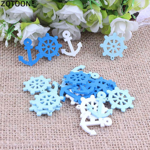 ZOTOONE 1-300PCS  Mix Sea Steering Wheels Anchors Scrapbook Accessories Craft Wood Buttons 2 Holes Button DIY Sewing Button B ► Photo 1/2