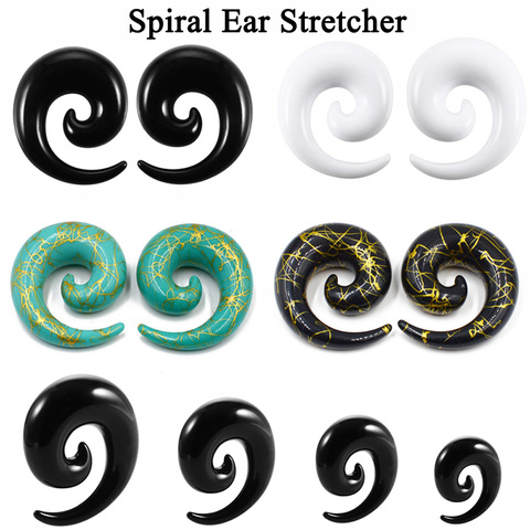 1 Pair Acrylic Spiral Ear Stretching Taper Black White Green Piercing Ear Expander Plugs Body Jewelry 1.6mm-16mm Free Shipping ► Photo 1/6
