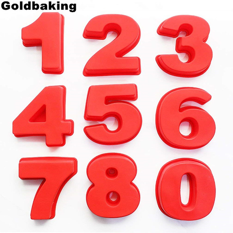 Goldbaking 10 Inch Large Silicone Number Molds 0-9 Arabic Number Cake Mold Baking Mold for Birthday Cake ► Photo 1/6
