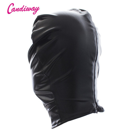 Sexy full cover Mask PU Leather Latex Hood Black Mask Breathable cosplay Fetish BDSM Adult role game for party ► Photo 1/4