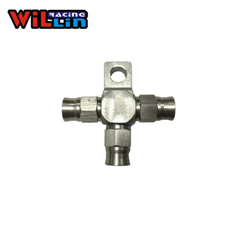 WILLIN - Stainless steel Hose Tee Block AN3 with Mount Tab Brake system Fitting (WX5136-03) ► Photo 1/2