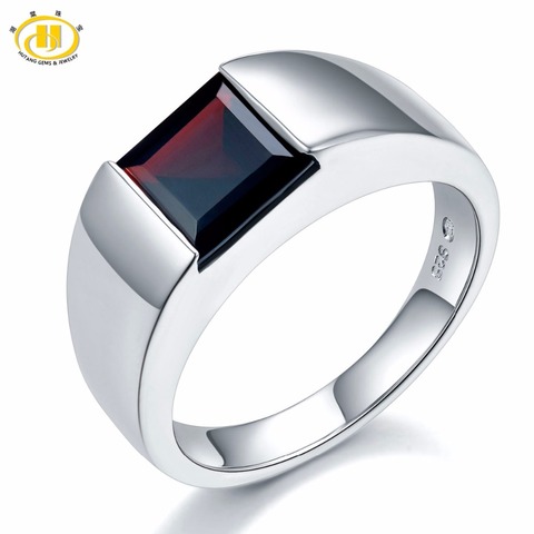 Natural Black Garnet Unisex Ring 925 Sterling Silver 1.9 Carats Natural Gemstone Rings Fine Jewelry Classic Design for Gift ► Photo 1/6