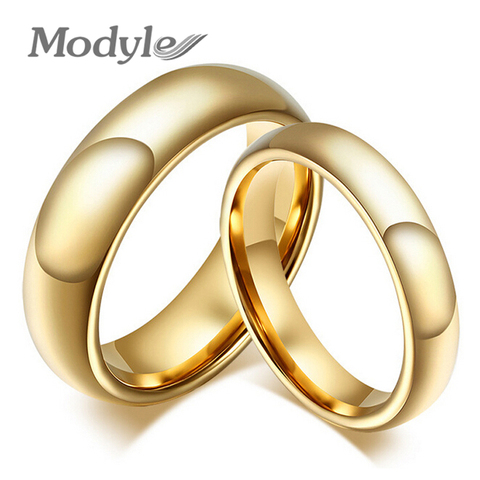 Modyle Fashion 100% tungsten carbide rings 4MM/6MM wide Gold-Color wedding rings for women and men jewelry ► Photo 1/6