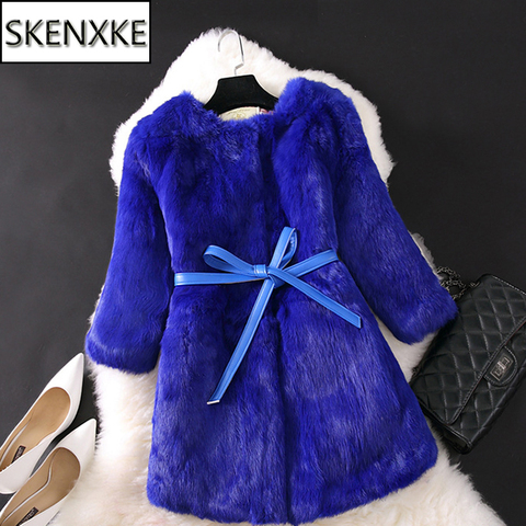 2022 Hot Sale Women Winter 100% Genuine Real Rabbit Fur Coat Natural Warm Rabbit Fur Jacket Lady Fashio Long Real Fur Outerwear ► Photo 1/6