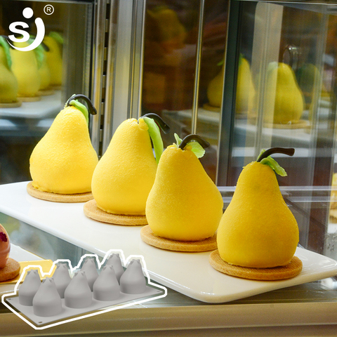 SJ Cake Molds Silicone Pear Shaped Baking Tray 8Cavity Cakes For Cake Tools Not Stock Mousse FDA Cake Decorations Moulds ► Photo 1/4