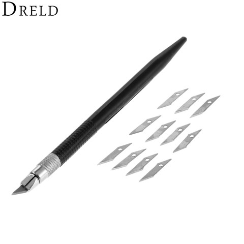 DRELD 12 Pcs Blades Hobby Knife Cutter Leather DIY Tools Crafts Scalpel Graver For PCB Repair Mulit Pen Film Wood Carving Handle ► Photo 1/6