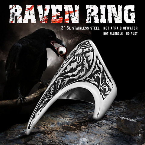 Beier 316L Stainless Steel ring Nordic Viking Amulet  bird head Pagan Odin rune scandinavian fashion Men Jewelry LR296 ► Photo 1/6