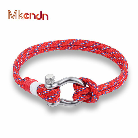 Hot Sale navy style Sport Camping Parachute cord Survival Bracelet Men Women with Stainless Steel Shackle Buckle Fashion Jewelry ► Photo 1/6